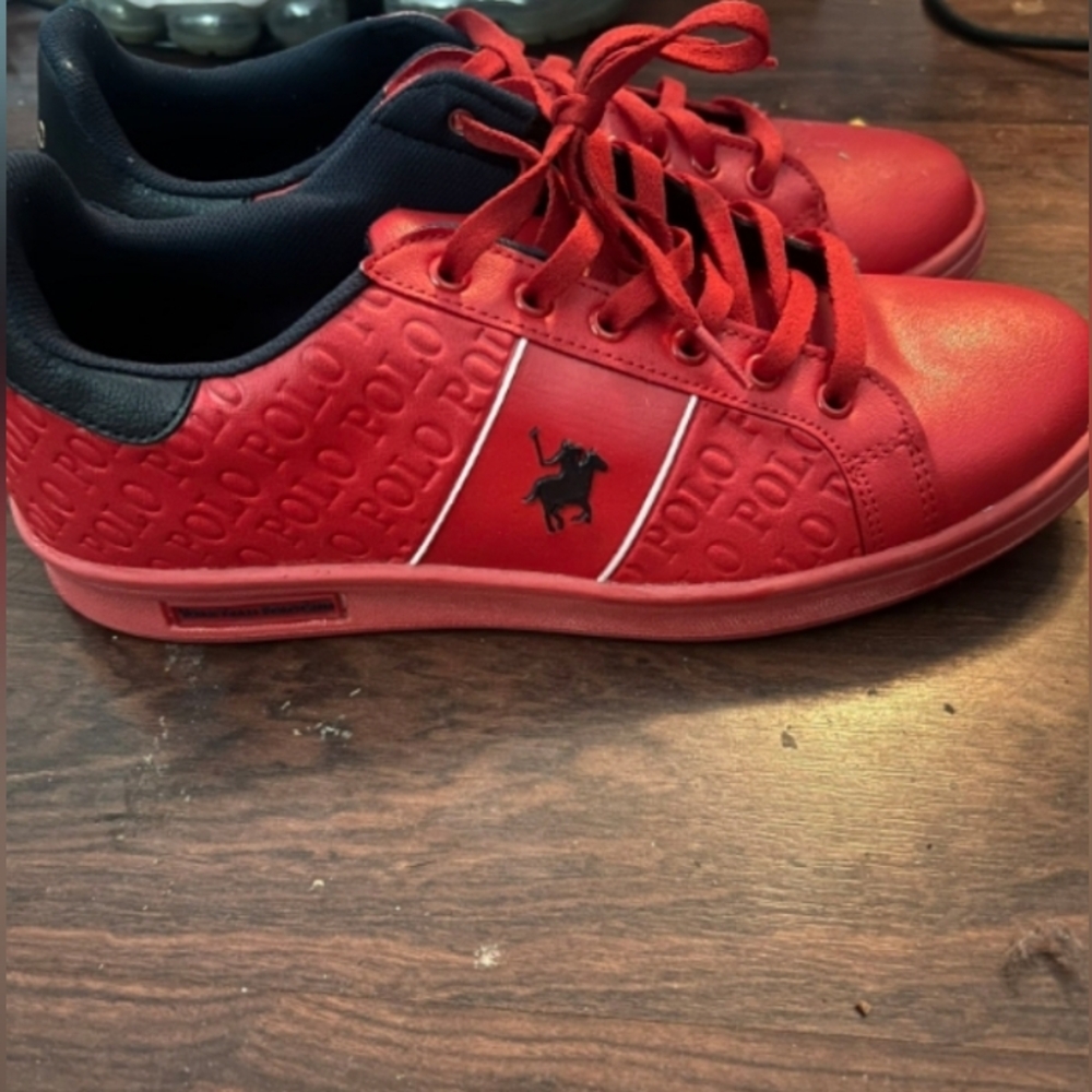 Polo by Ralph Lauren Red and Black Low-Top Sneakers